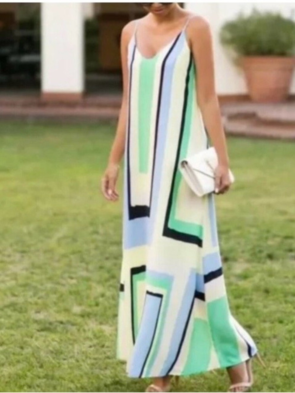 Anthropology Maeve Colorblock Geometric Slip Maxi Dress…Small